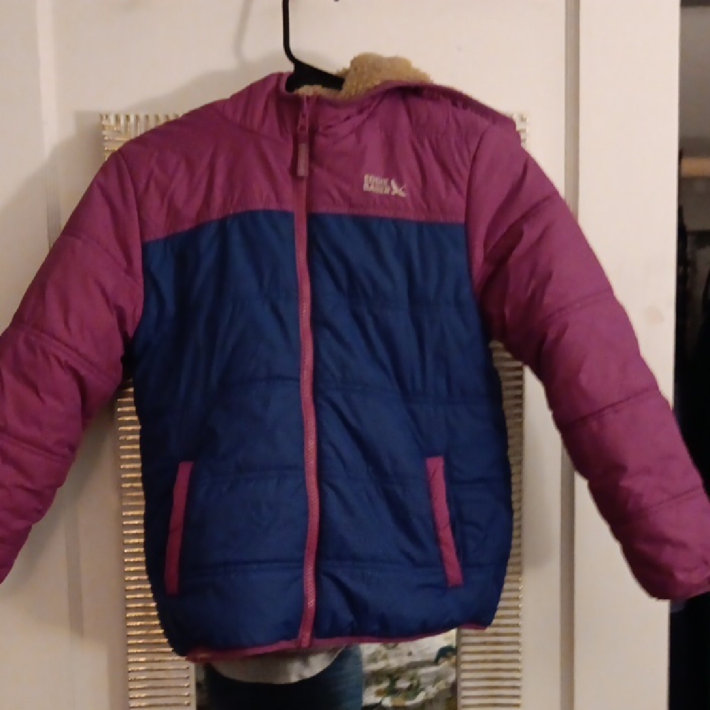 Eddie Bauer Kids Pink and Blue/ Sherpa Reversible Puffer Jacket